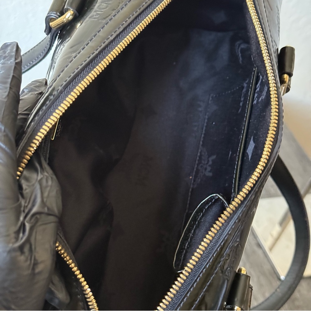 🤎MCM RARE PATENT LEATHER PAPILLON BAG/ DARK BROWN🤎 - Picture 12 of 13